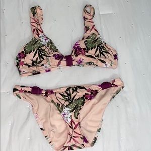 Pink floral two piece bikini